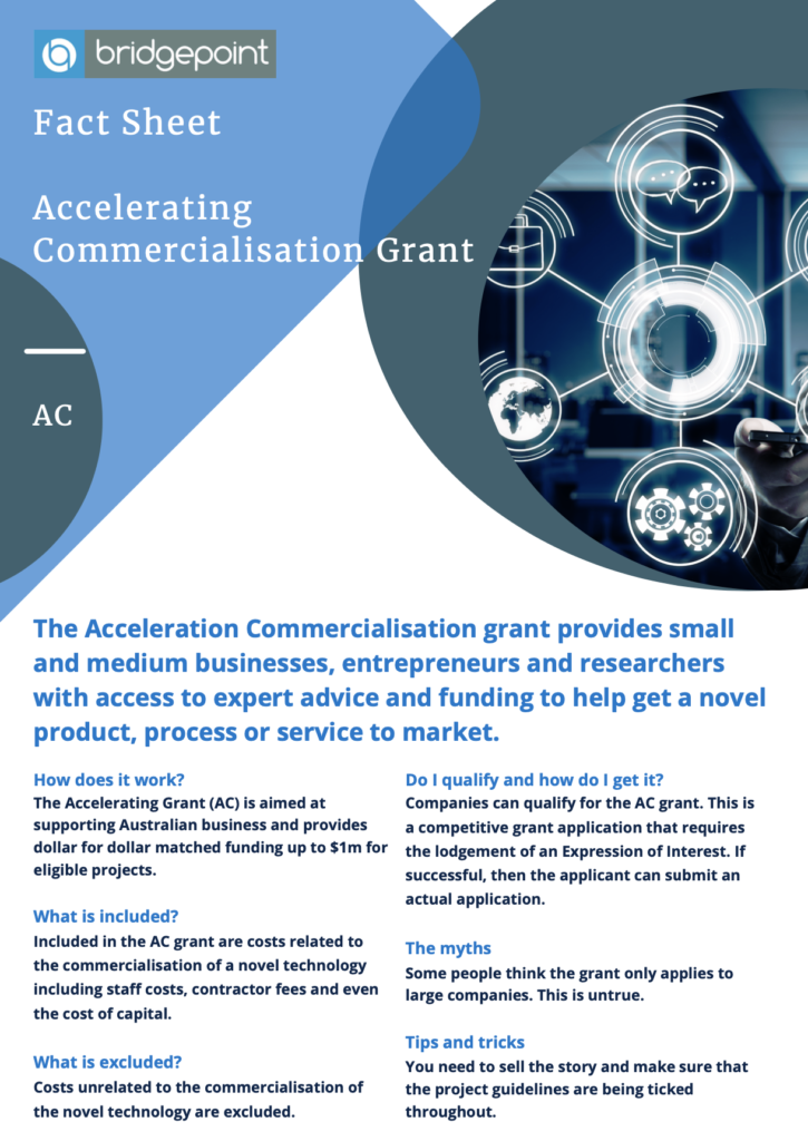 Accelerating Commercialisation grant